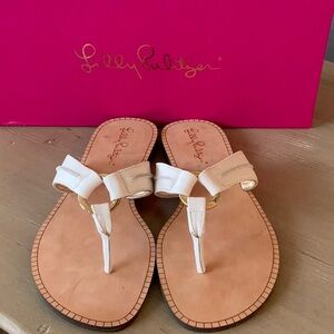 Lilly Pulitzer White Leather Sandals